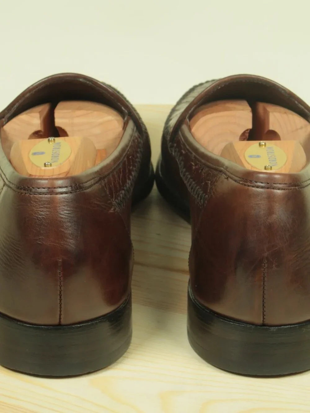 Vintage Bragano Crocodile Vamp Leather Loafers Shoes Mens 8.5M Brown Moc Toe - Picture 3 of 9